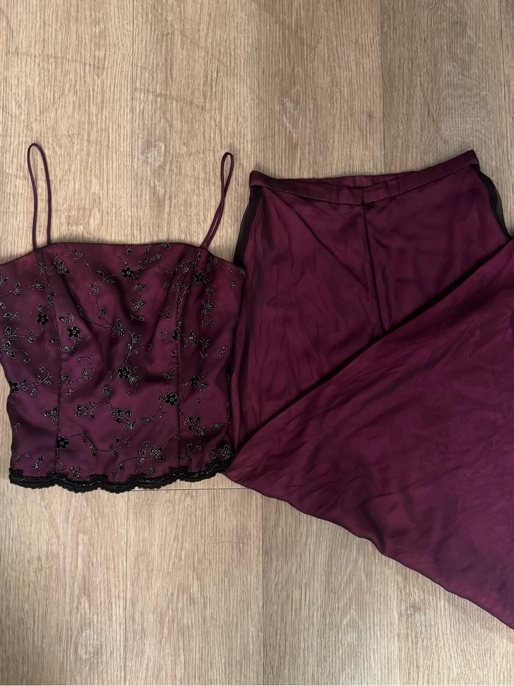 Blondie Nights Juniors Set Embroidered Purple Corset Lace Up & Long Skirt Sz 6/7